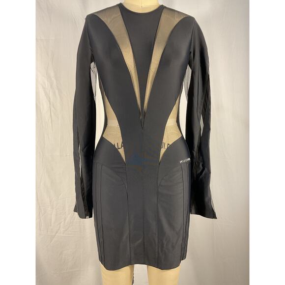 Mugler 'Body Shaping' Black Mini Dress Size 38 - Picture 2 of 7